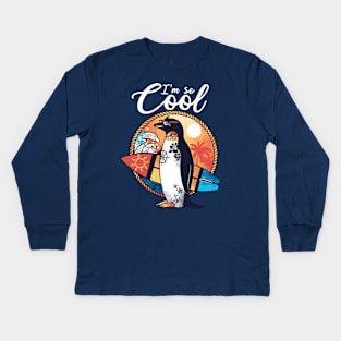 Cool penguin summer Kids Long Sleeve T-Shirt